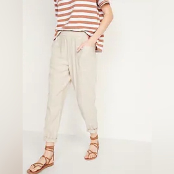 NWT! Flax Linen High-Waisted Cropped Linen-Blend Pants - Multiple Sizes - Picture 6 of 6